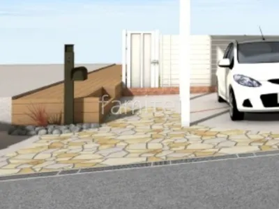 機能門柱 アプローチ 乱形石 ロックガーデン