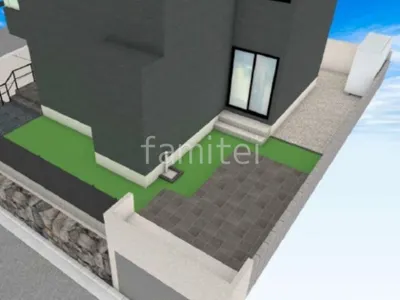 人工芝 床タイル貼り 目隠しフェンス 物置