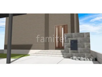 タイル門柱　ロックガーデン