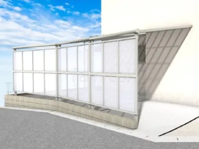 前面パネル付きのテラス屋根で雨風を防ぐ外構リフォーム