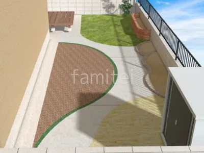 天然芝と洗出し仕上げが風合いのあるお庭リフォーム工事