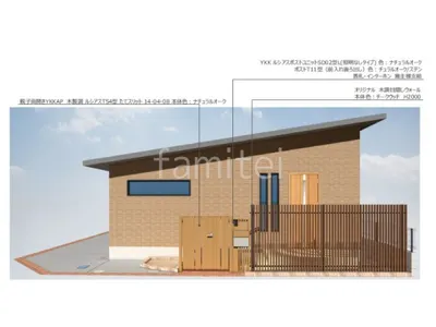 木目デザインを基調とした新築ナチュラル セミクローズ外構