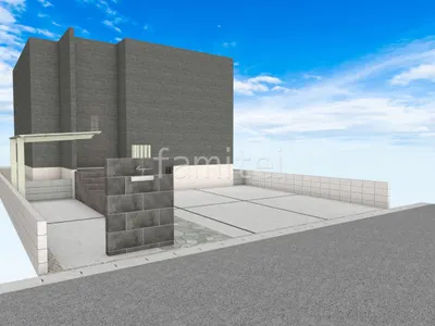 乱形石とタイルのアプローチがおしゃれな新築シンプル オープン外構