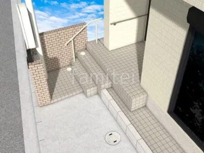 階段　タイル貼り