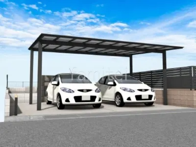 目隠しフェンスとカーポートがスタイリッシュな新築シンプル セミクローズ外構