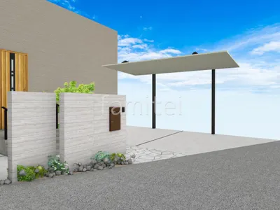 和の雰囲気漂う新築シンプル オープン外構