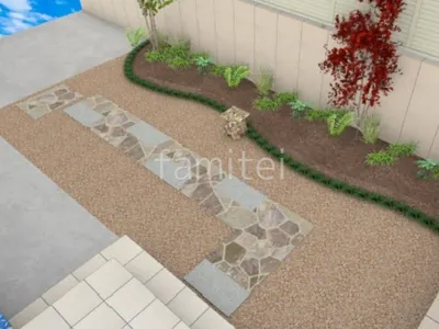 花壇　ジャミ石敷き