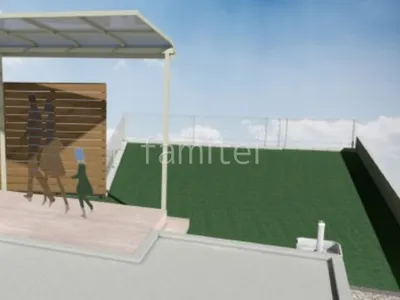 人工芝と木調フェンスがナチュラルなお庭リフォーム工事