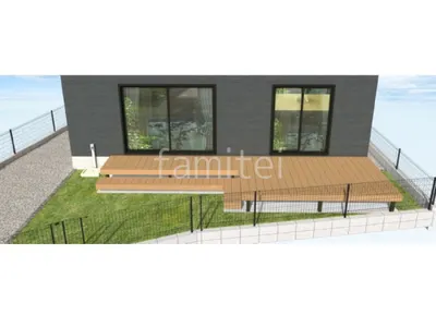 ウッドデッキ　人工芝