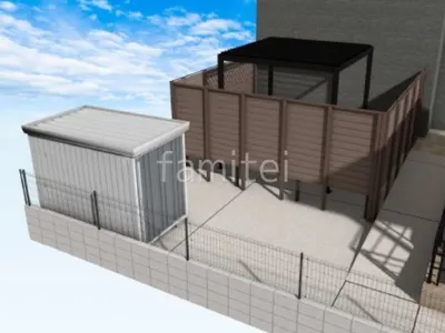 物置　目隠しフェンス　スロープ