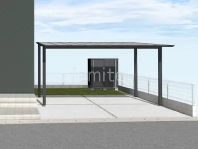 2台用カーポート　物置　土間コンクリート