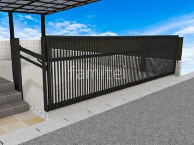 電動跳ね上げゲートが便利で防犯性の高い車庫まわりリフォーム