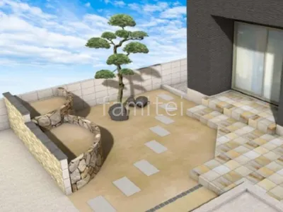 飛び石風のアプローチが和の雰囲気のあるお庭リフォーム