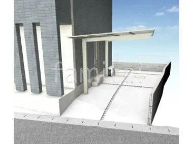 1台用カーポート　土間コンクリート　ピンコロ石目地