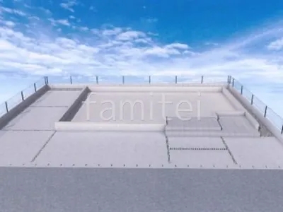 土間コンクリートですっきりとした新築ベーシック オープン外構