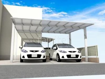 木調テラス屋根とウッドデッキが居心地の良い新築シンプル オープン外構