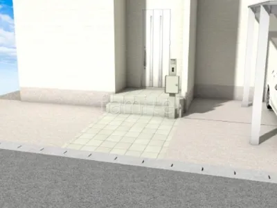 機能門柱　タイルアプローチ　土間コンクリート