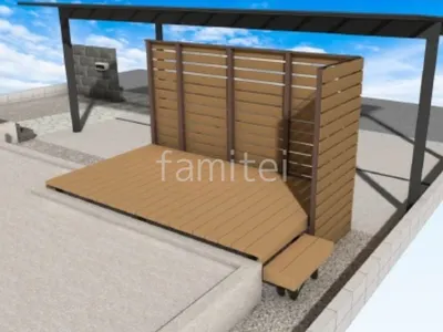 目隠しフェンス　ウッドデッキ