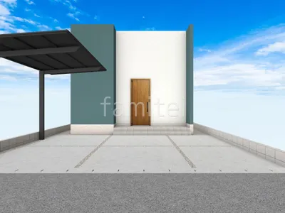 オールブラックのカーポートがスタイリッシュな新築ベーシック オープン外構