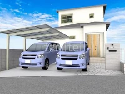 白の乱形石が明るい印象の新築シンプル オープン外構