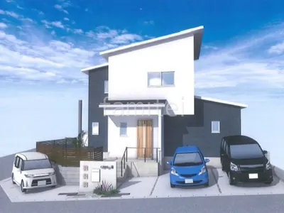 乱形石と枕木のアプローチが個性的な新築ナチュラル セミクローズ外構