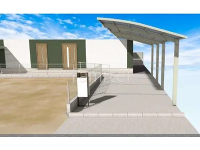 カーポートとサイクルポートで新築ベーシック オープン外構