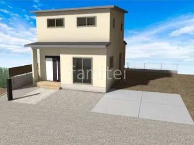 平板のアプローチがシンプルな印象の新築ベーシック オープン外構