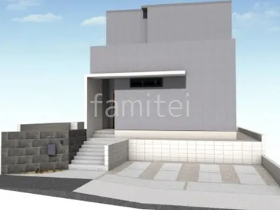 木調タイルのタイルデッキでくつろぐ新築シンプル オープン外構