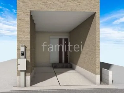 機能門柱でオーソドックスな新築ベーシック オープン外構