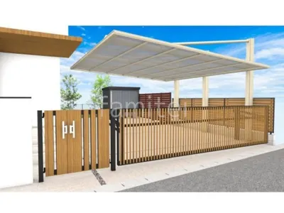 木調アイテムでクローズ外構に!外構リフォーム工事