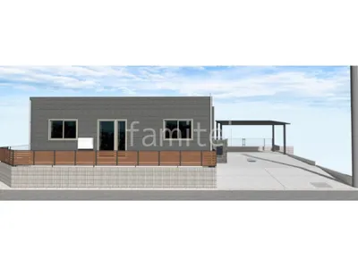 ブラックのカーポートがスタイリッシュな新築シンプル セミクローズ外構