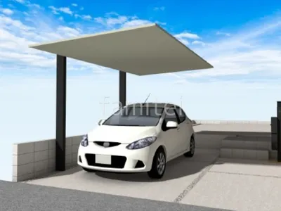 スタイリッシュなカーポートが魅力的な新築シンプル セミクローズ外構