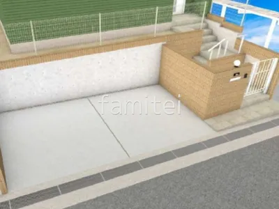 土間コンクリート　メッシュフェンス