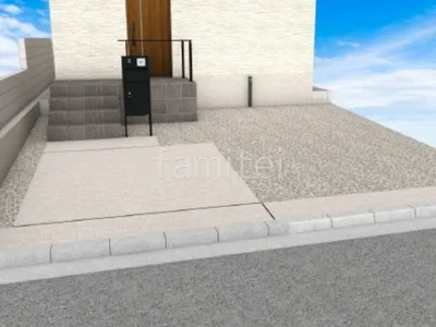 土間コンクリートで清潔感のある新築ベーシック オープン外構