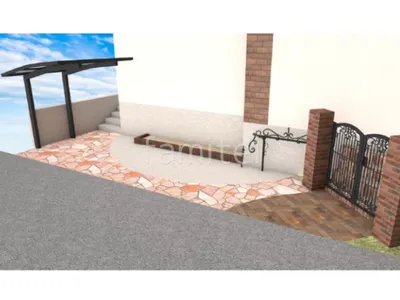 乱形石のアプローチが華やかな外構リフォーム