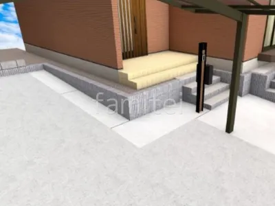 土間コンクリート　土留めブロック　機能門柱