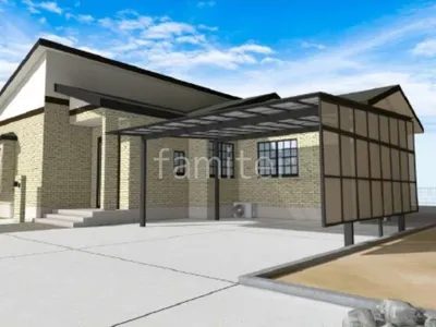 サイドパネル付きのカーポートで車とプライバシーを守る新築シンプル オープン外構