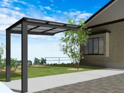 サイクルポート　タイルアプローチ　天然芝　シンボルツリー