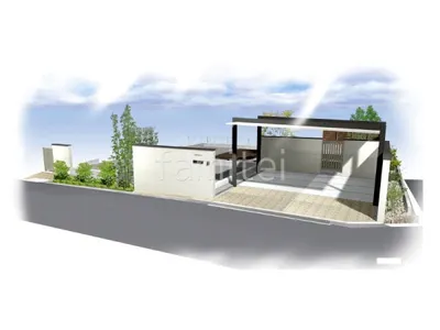 塗り壁の門塀が柔らかな印象の新築ナチュラル セミクローズ外構