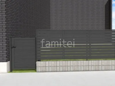 化粧ブロック　目隠しフェンス　片開き門扉