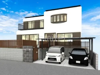 タイル門柱と木調フェンスでモダンに仕上げた外構リフォーム工事