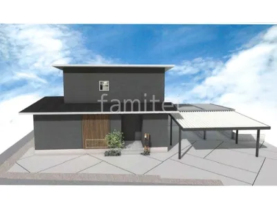 カーポートとシャッターガレージで車を守る新築ベーシック オープン外構