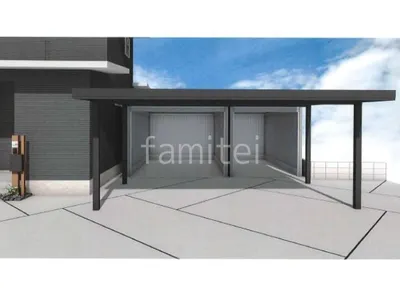 2台用カーポート　シャッターガレージ