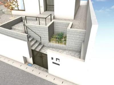 塗り壁門柱が柔らかな印象の新築シンプル クローズ外構