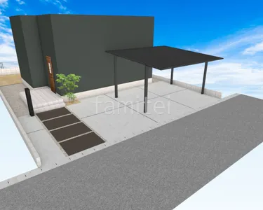 黒で統一感のある新築ベーシック オープン外構