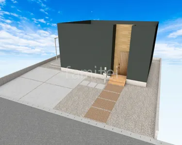 タイルデッキとテラス屋根で過ごしやすいお庭の新築ベーシック オープン外構