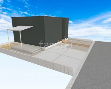 土間コンクリート テラス屋根 タイルデッキ