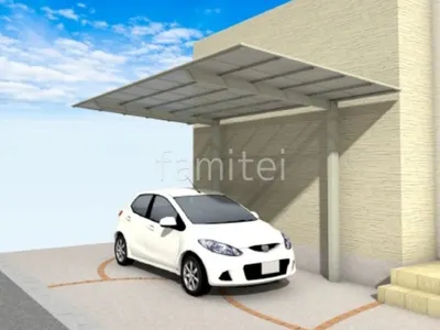 1台用カーポート　土間コンクリート　レンガ目地