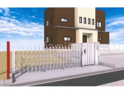 伸縮ゲート　片開き門扉　機能門柱