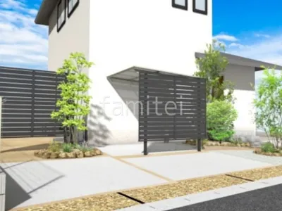 土間コンクリートとサイクルポートで利便性を高めた外構リフォーム